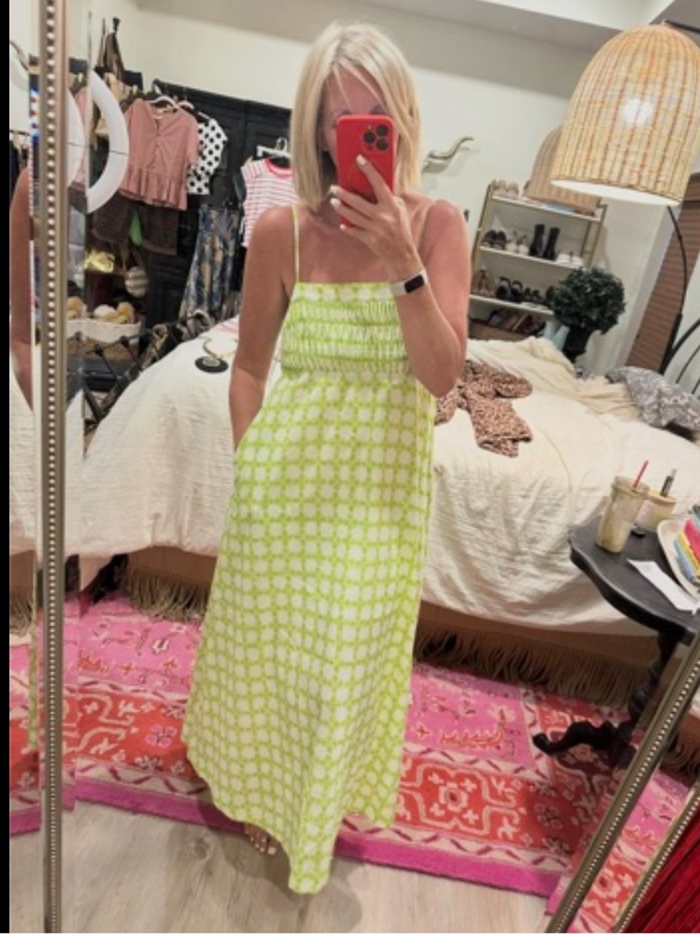 Studio Lime Green Gingham Maxi Dress - Picture 4 of 13